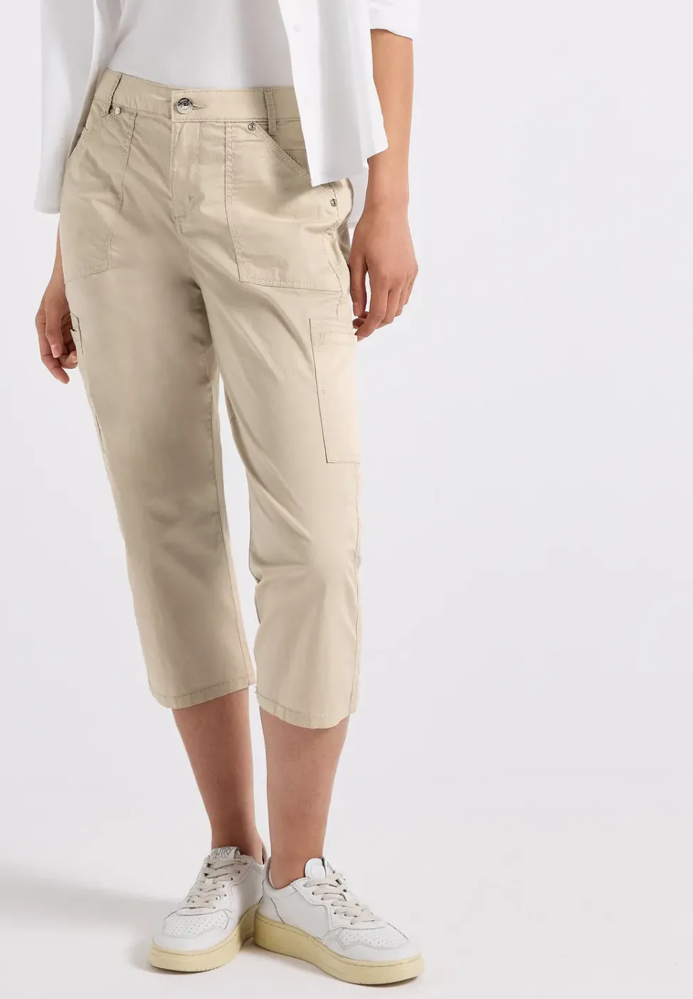 Pantalon 3/4 en satin avec poches