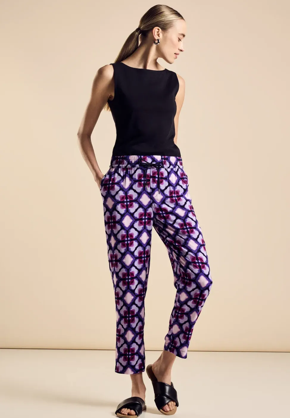 Pantalon en viscose à imprimé