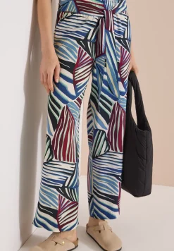 Pantalon à jambes larges avec imprimé et détail de ceinture