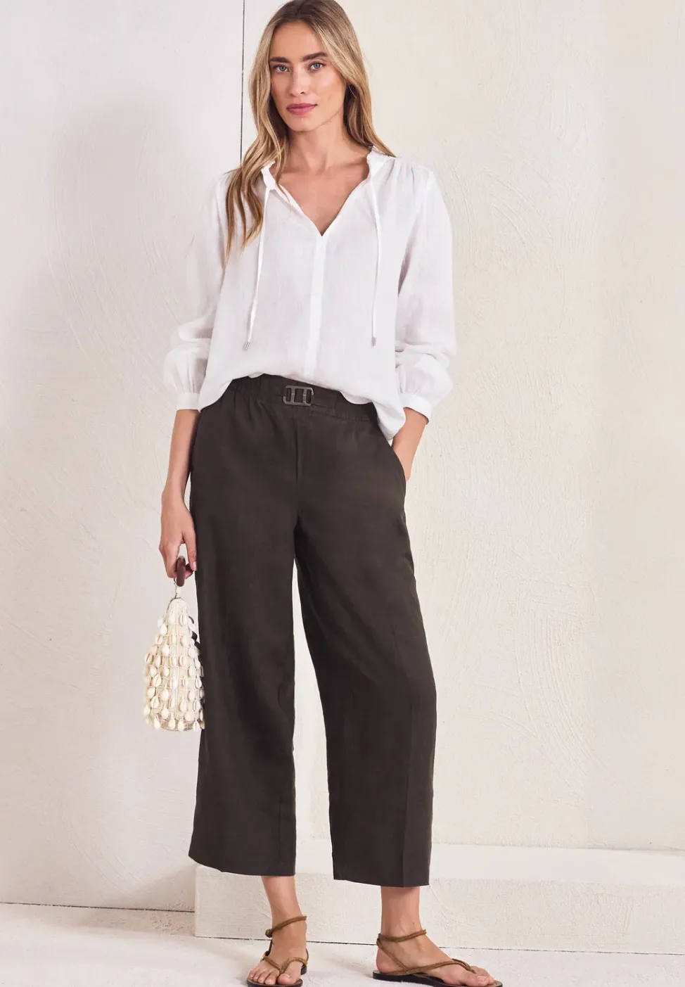 Pantalon large en lin, coupe loose