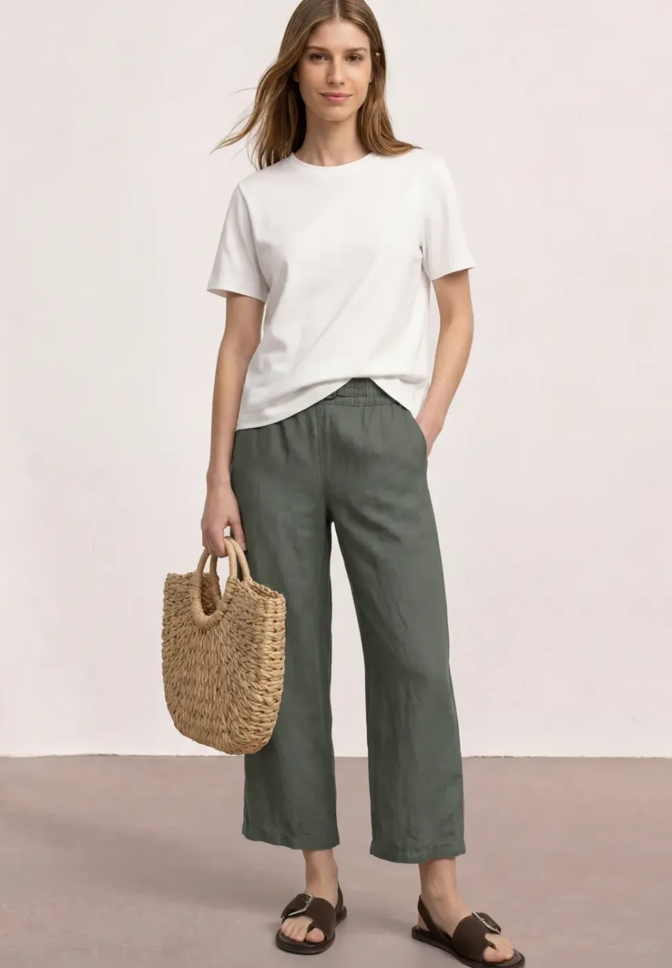Pantalon large en lin, coupe loose
