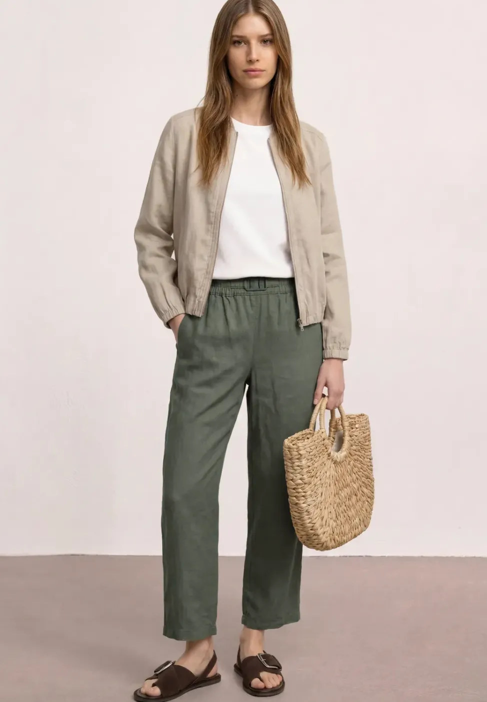 Pantalon large en lin, coupe loose