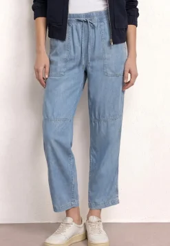 Pantalon Mid Waist Slim Leg au look délavé