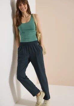 Pantalon Mid Waist Slim Leg en coupe loose
