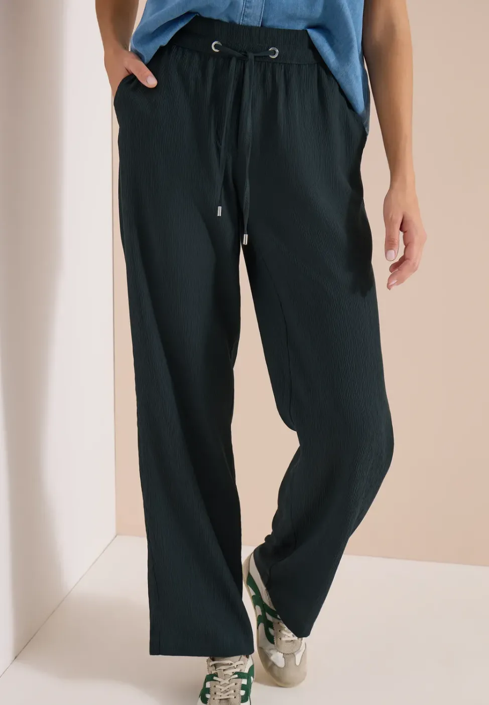 Pantalon taille haute Straight Leg en coupe loose