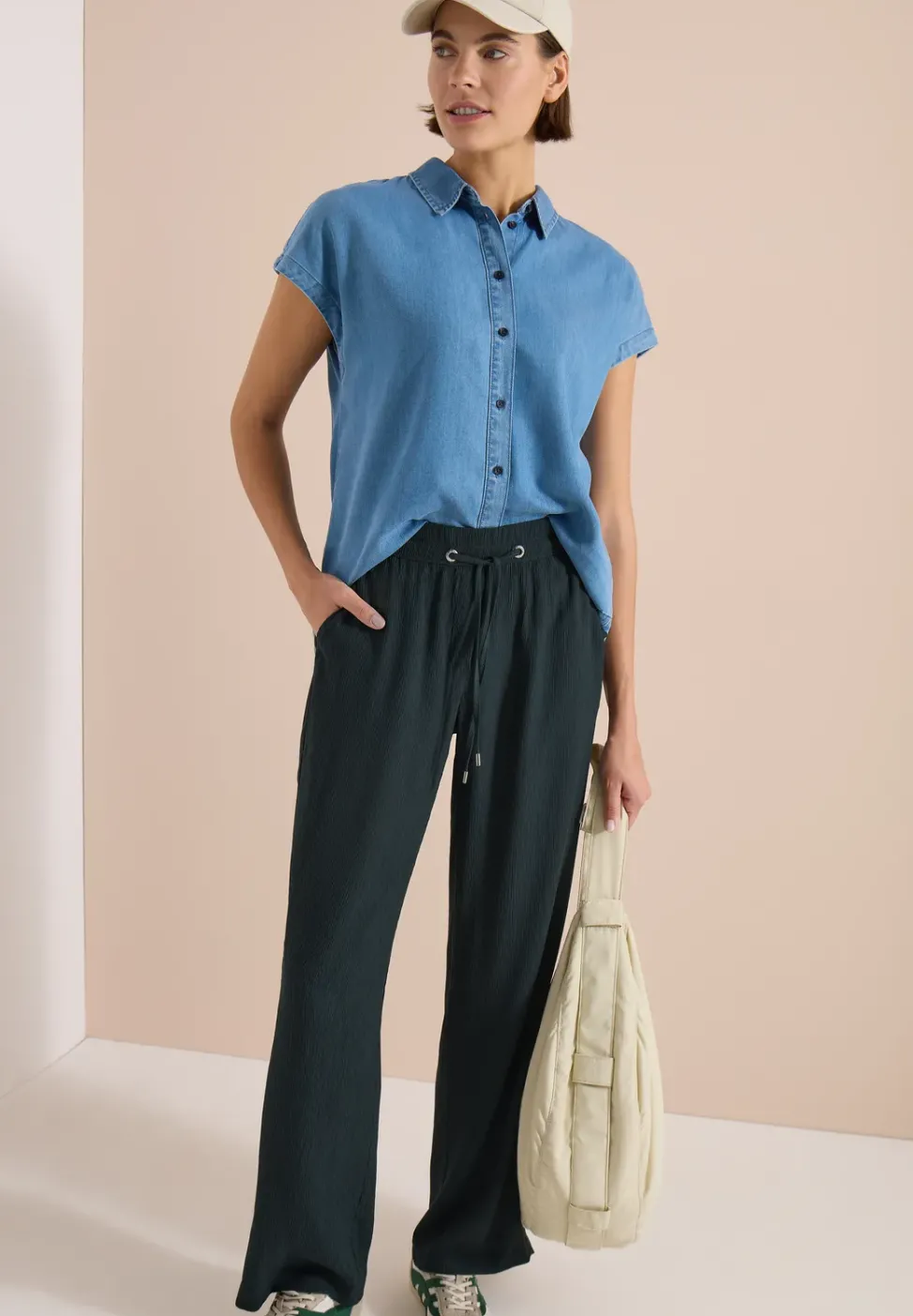 Pantalon taille haute Straight Leg en coupe loose