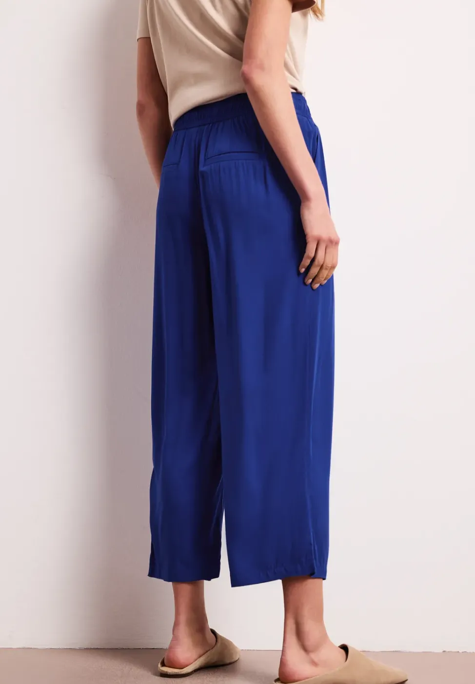 Pantalon taille haute wide leg coupe décontractée