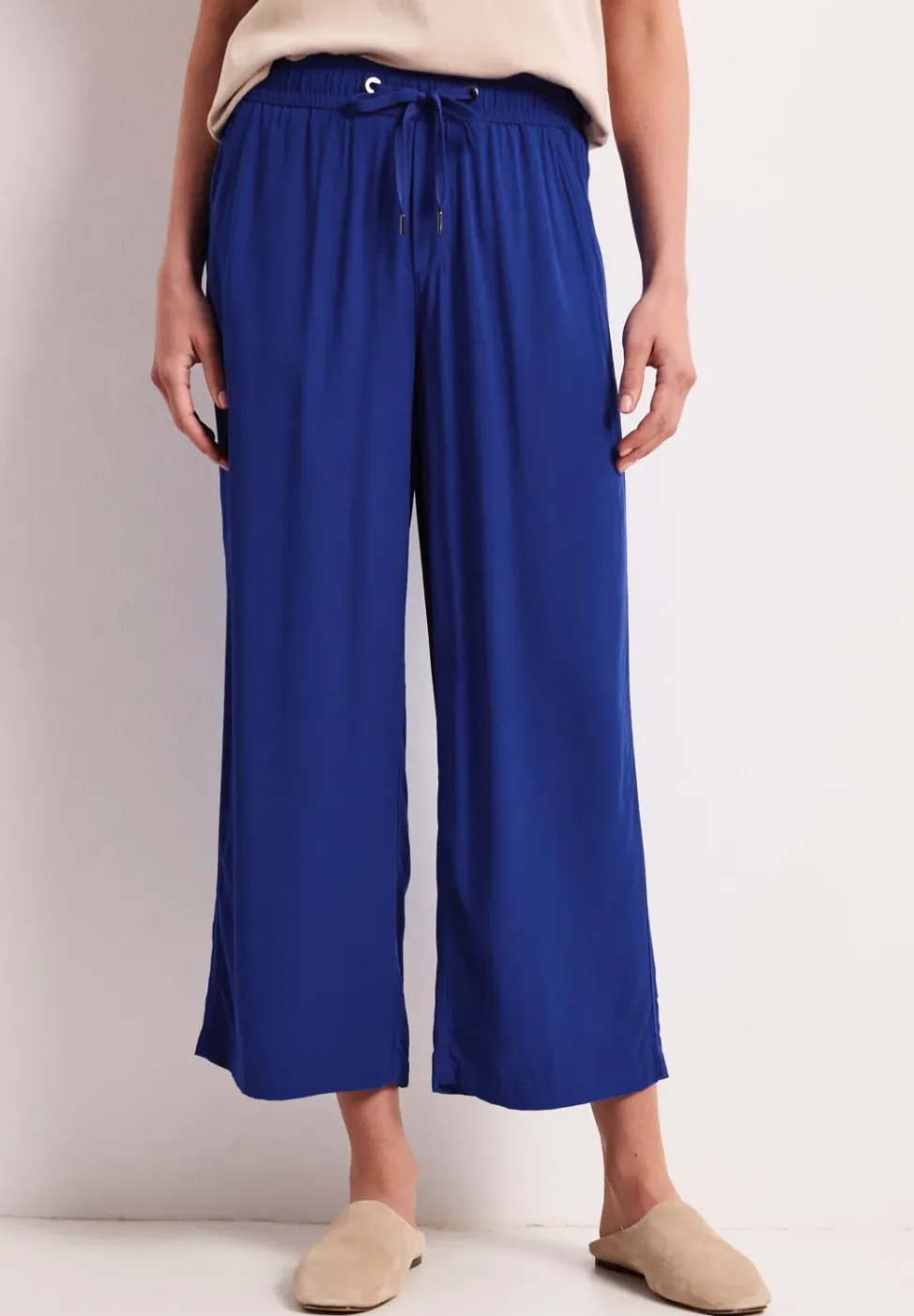 Pantalon taille haute wide leg coupe décontractée