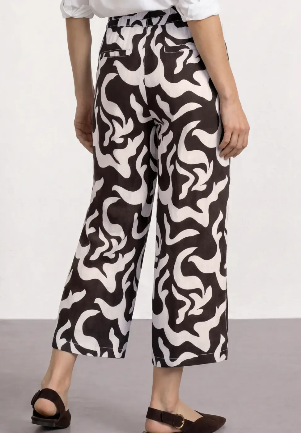 Pantalon 7/8 taille mi-haute wide leg imprimé