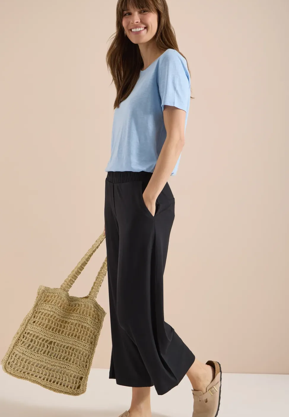 Pantalon 3/4 Wide Leg en Casual Fit