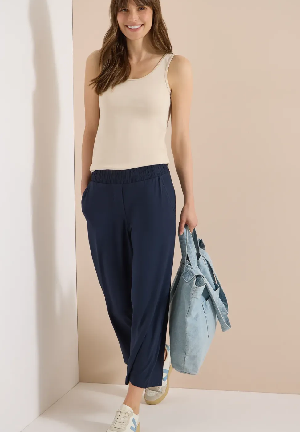 Pantalon 3/4 Wide Leg en Casual Fit