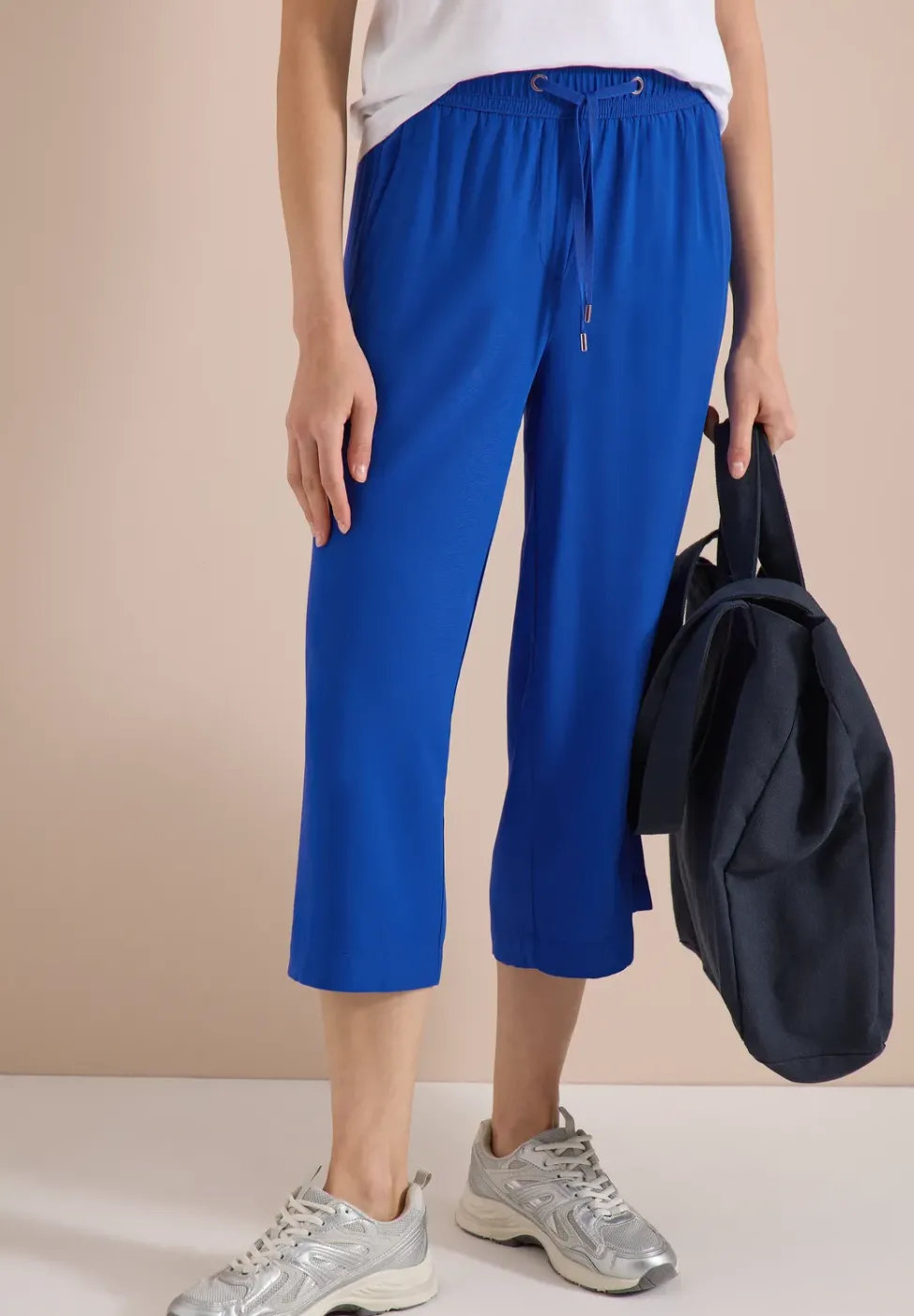 Pantalon 3/4 wide leg en coupe décontractée