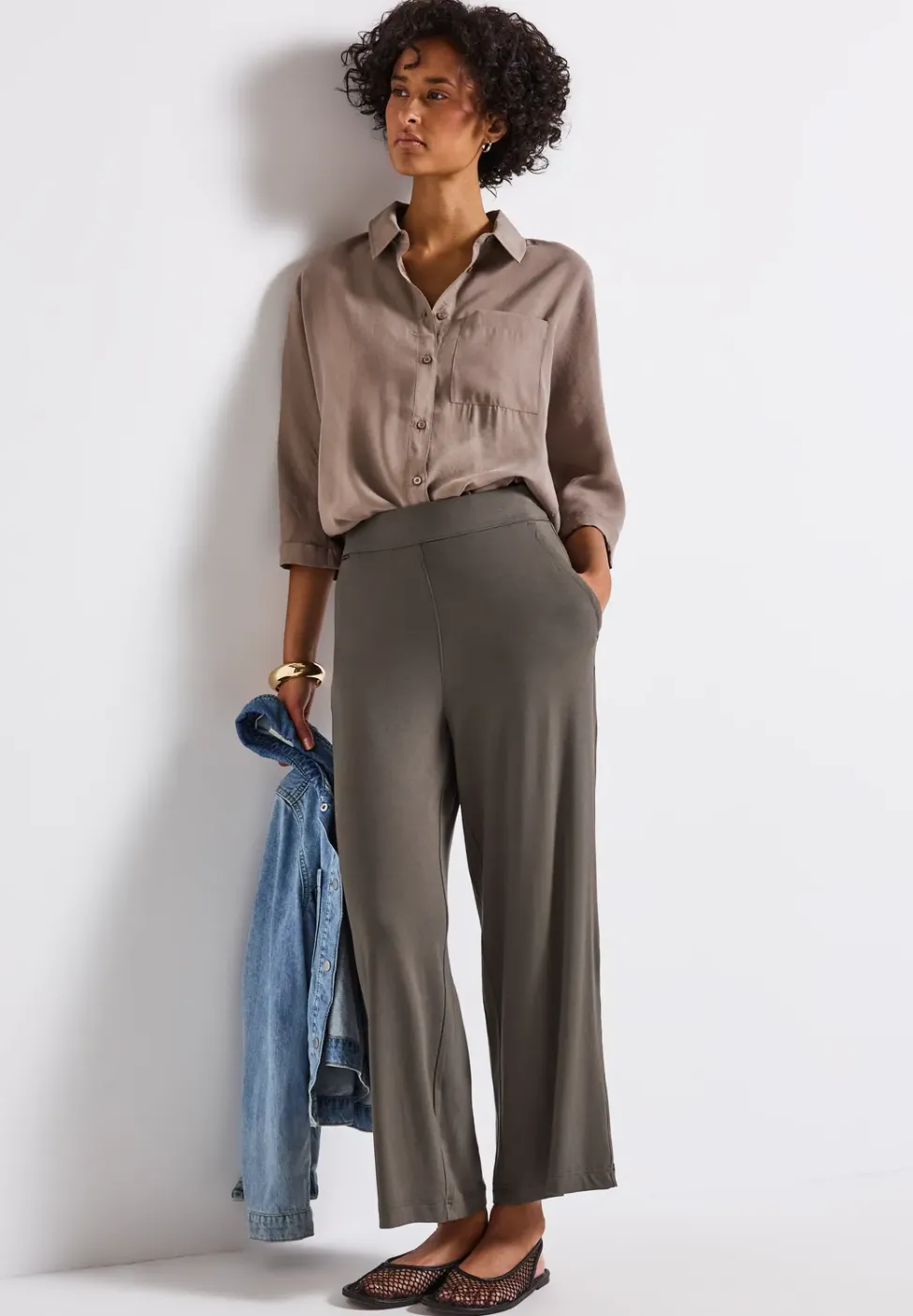 Pantalon 7/8 Wide Leg en jersey
