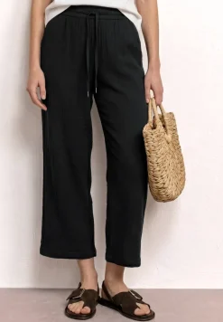 Pantalon wide leg en mousseline coupe décontractée