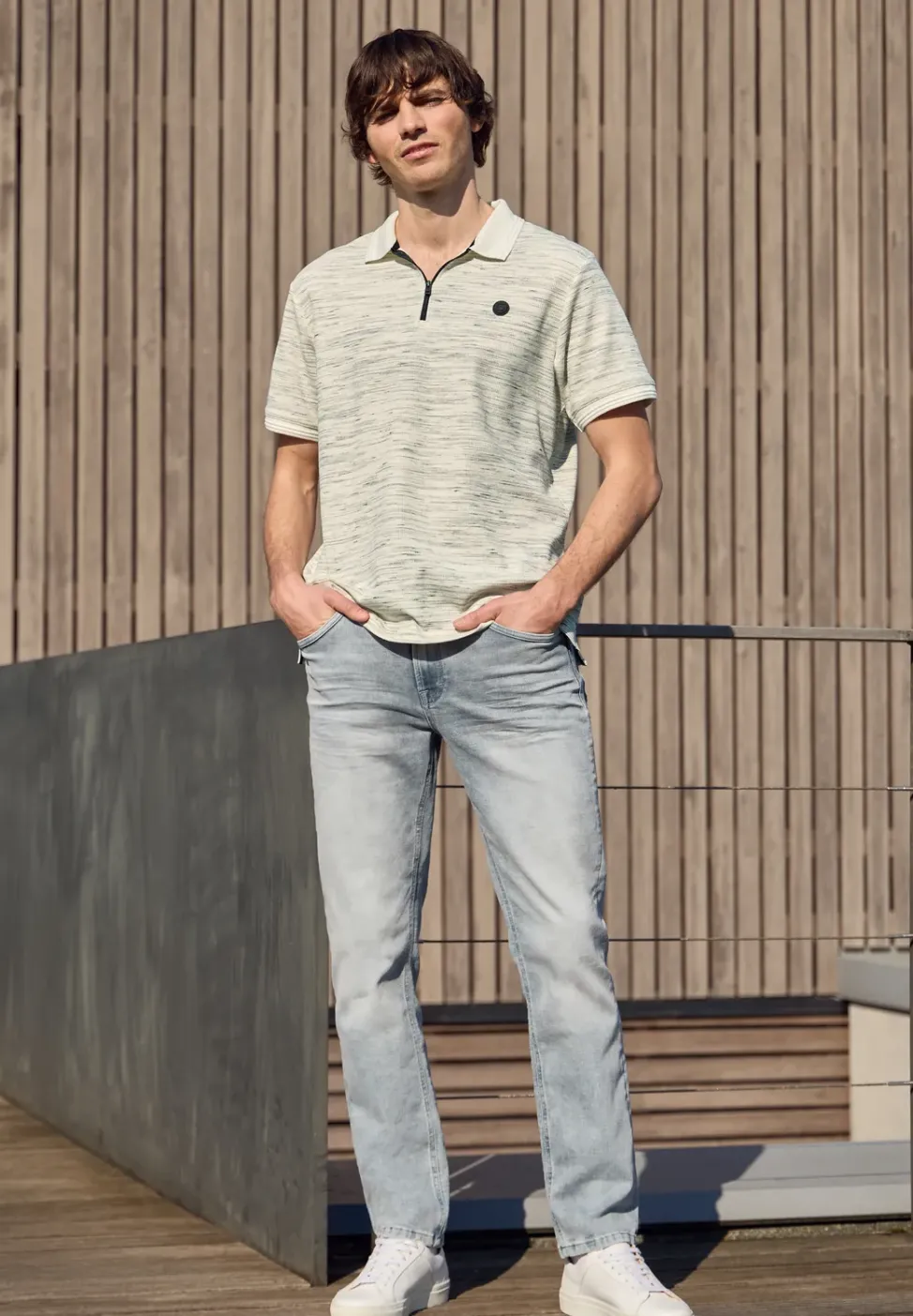 Polo à manches courtes au look space-dye