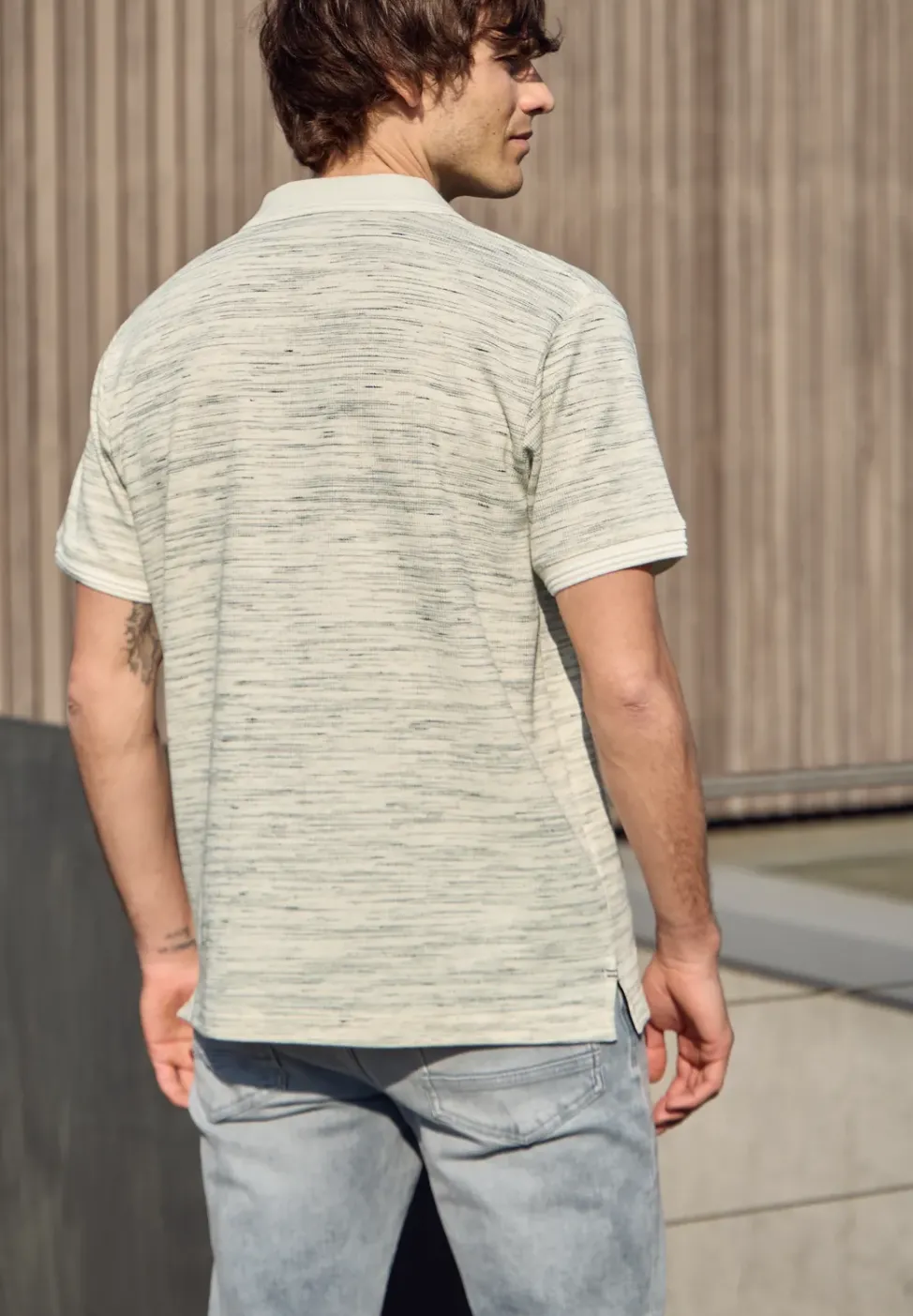 Polo à manches courtes au look space-dye