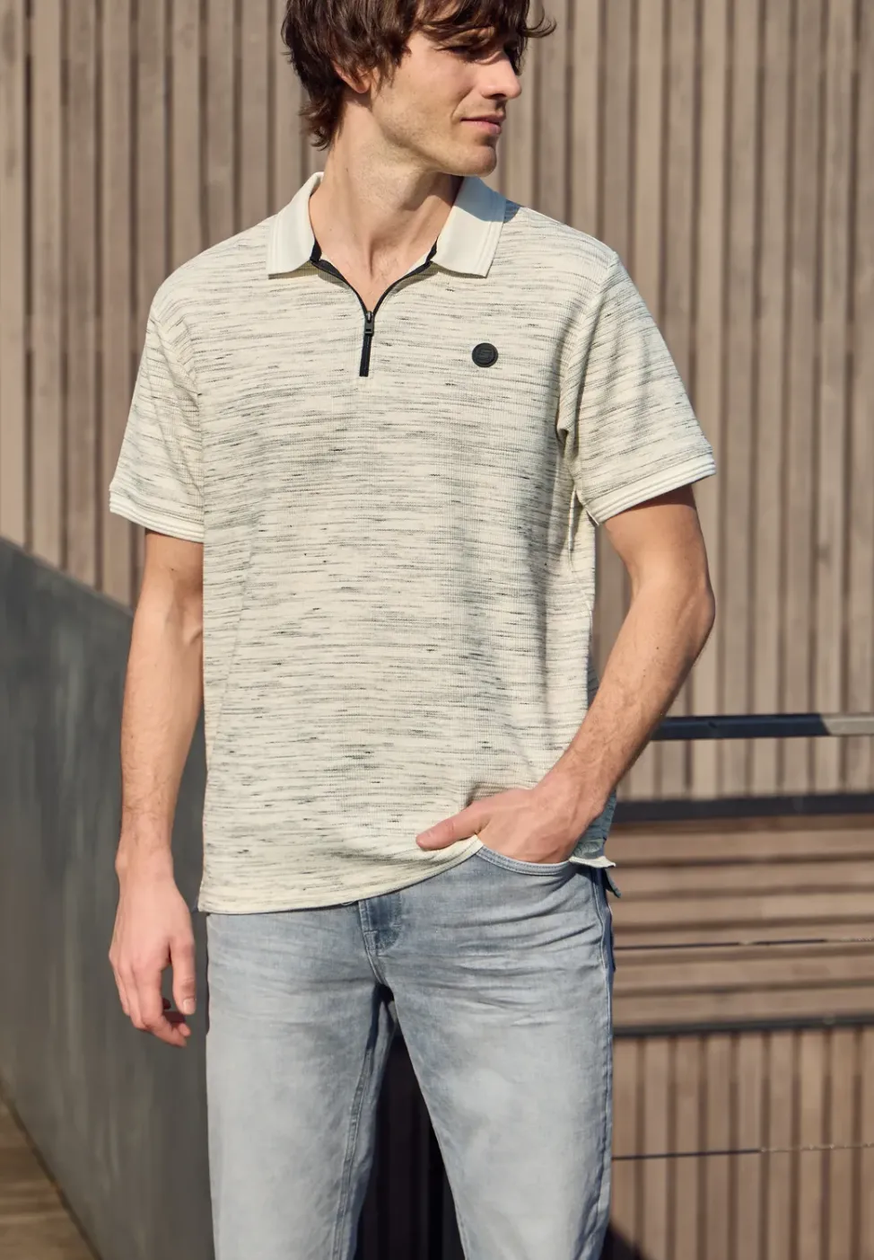 Polo à manches courtes au look space-dye