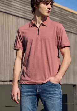 Polo à manches courtes en look mélangé