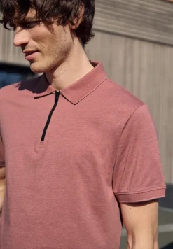 Polo à manches courtes en look mélangé