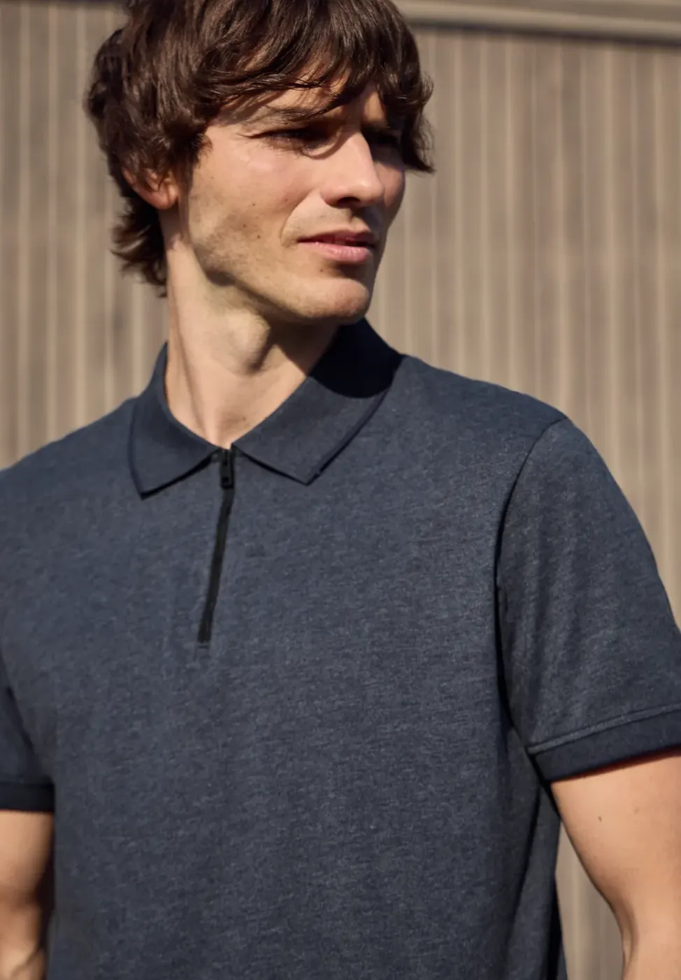 Polo à manches courtes en look mélangé