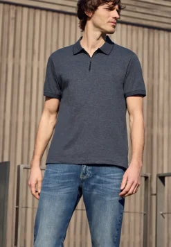 Polo à manches courtes en look mélangé