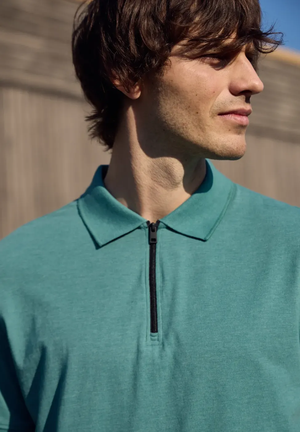 Polo à manches courtes en look mélangé