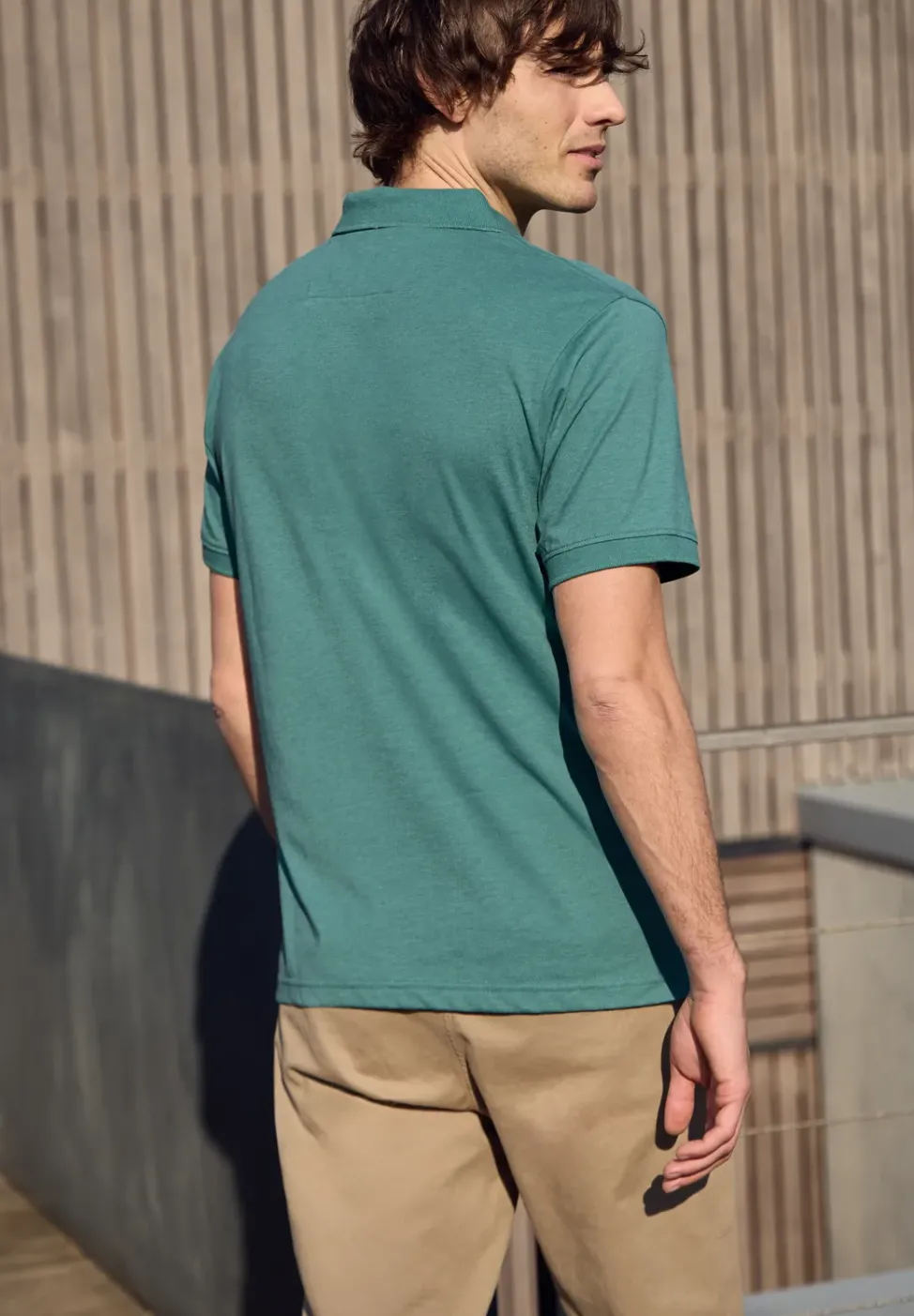 Polo à manches courtes en look mélangé