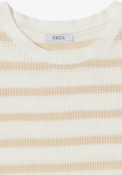 Pull à manches courtes avec structure et rayures