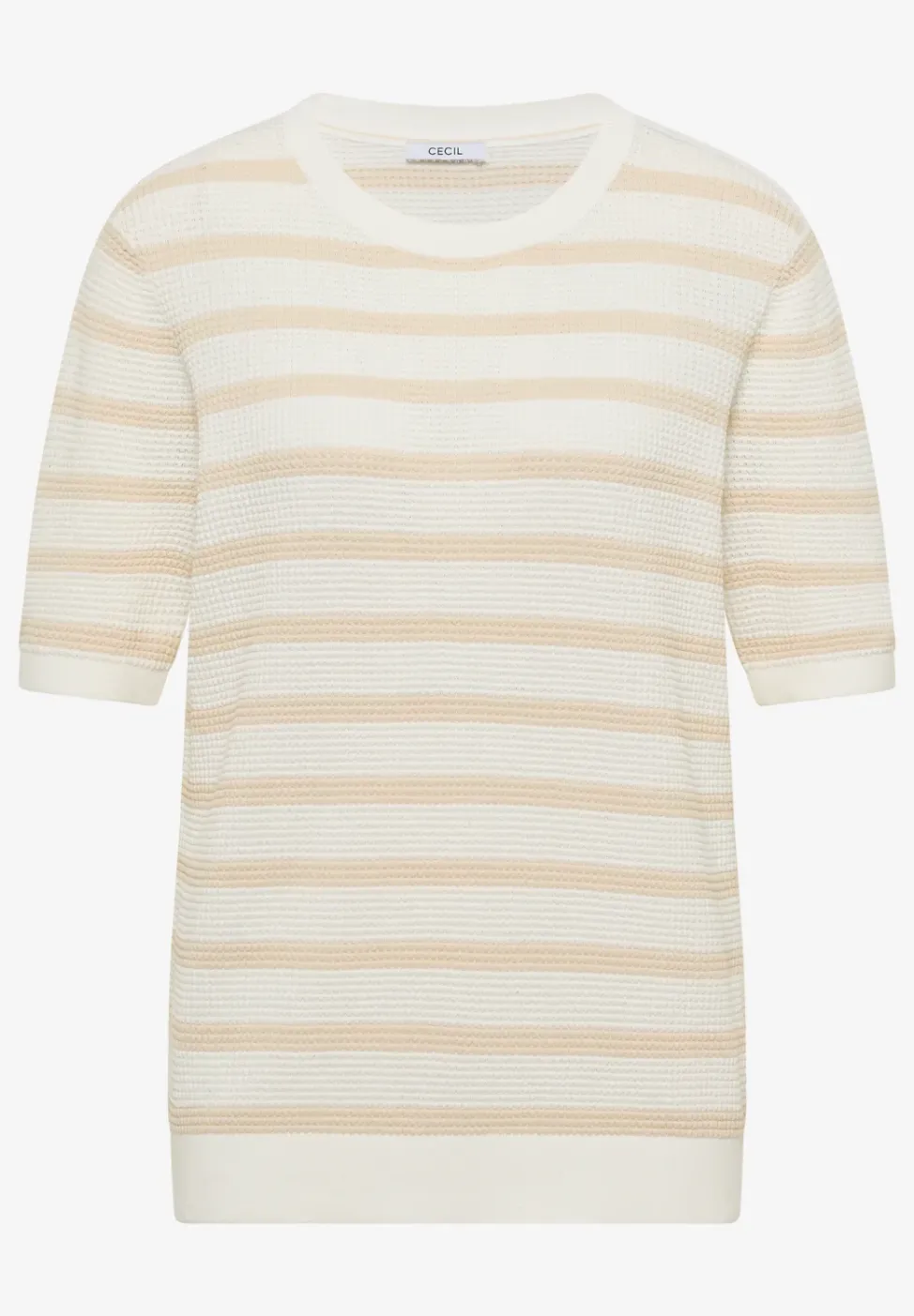 Pull à manches courtes avec structure et rayures