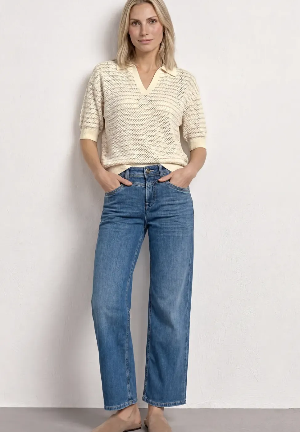 Pull à manches courtes avec rayures