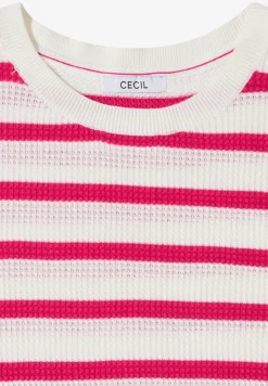 Pull à manches courtes avec structure et rayures