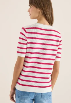 Pull à manches courtes avec structure et rayures