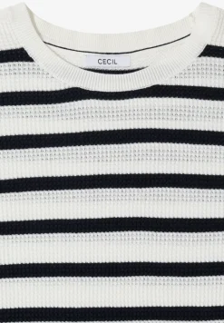 Pull à manches courtes avec structure et rayures