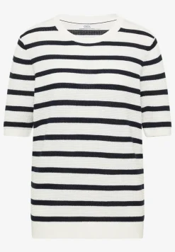 Pull à manches courtes avec structure et rayures