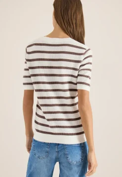 Pull à manches courtes avec structure et rayures