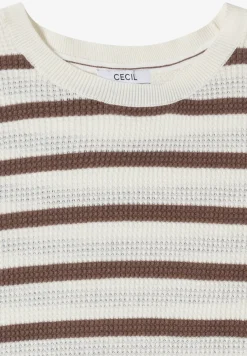 Pull à manches courtes avec structure et rayures