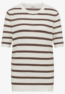 Pull à manches courtes avec structure et rayures