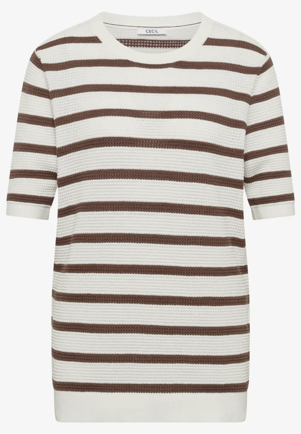 Pull à manches courtes avec structure et rayures