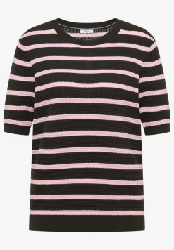 Pull à manches courtes avec structure et rayures