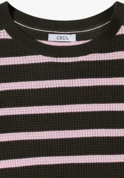 Pull à manches courtes avec structure et rayures