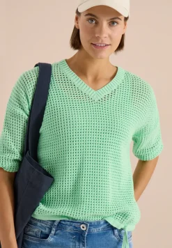 Pull à manches courtes effet crochet