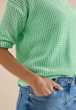 Pull à manches courtes effet crochet