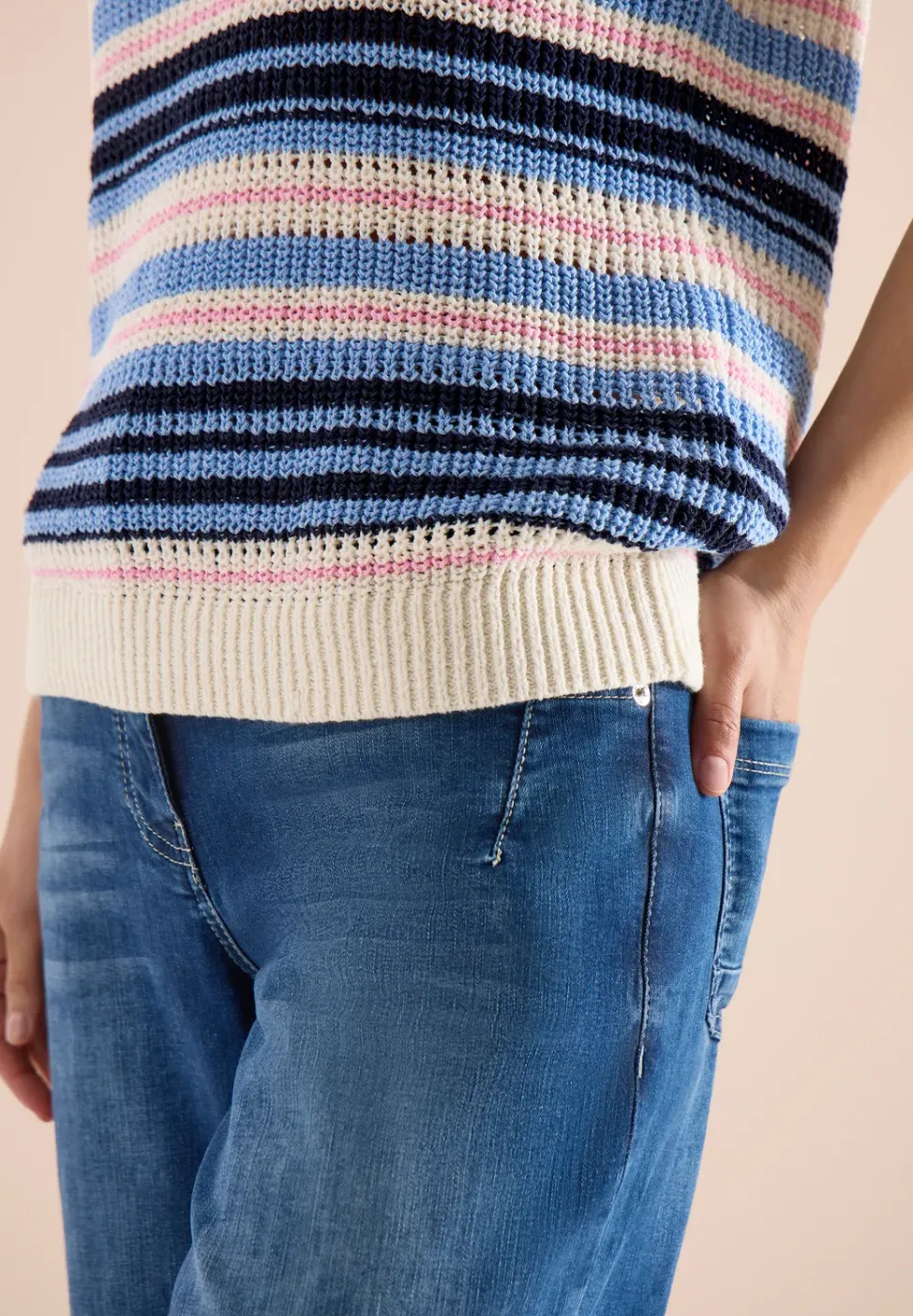 Pull à manches courtes en fil de ruban