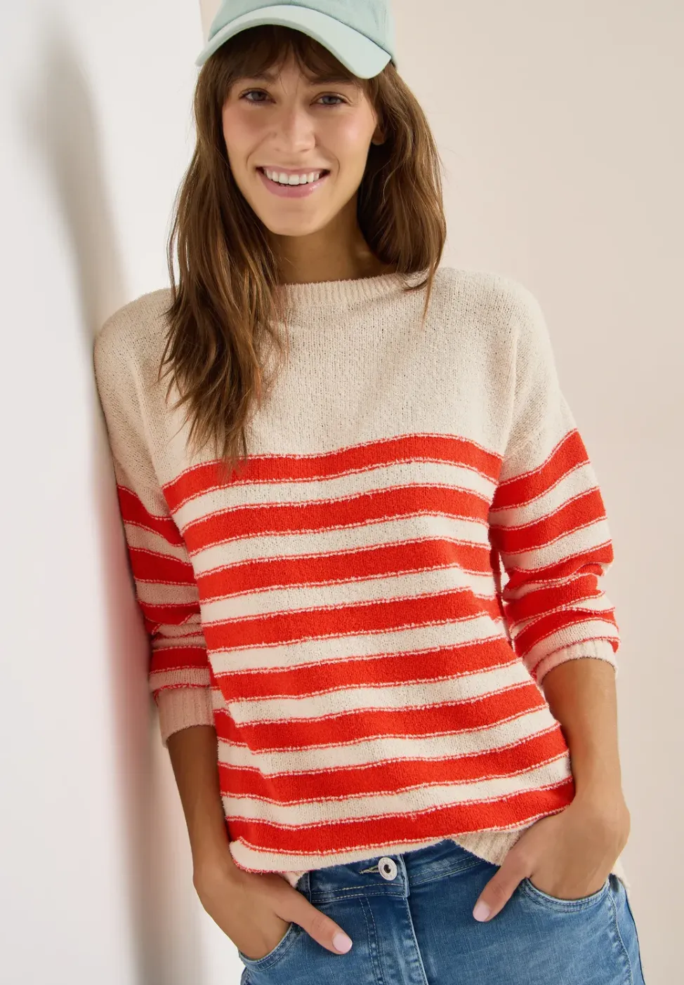 Pull-over bouclé rayé