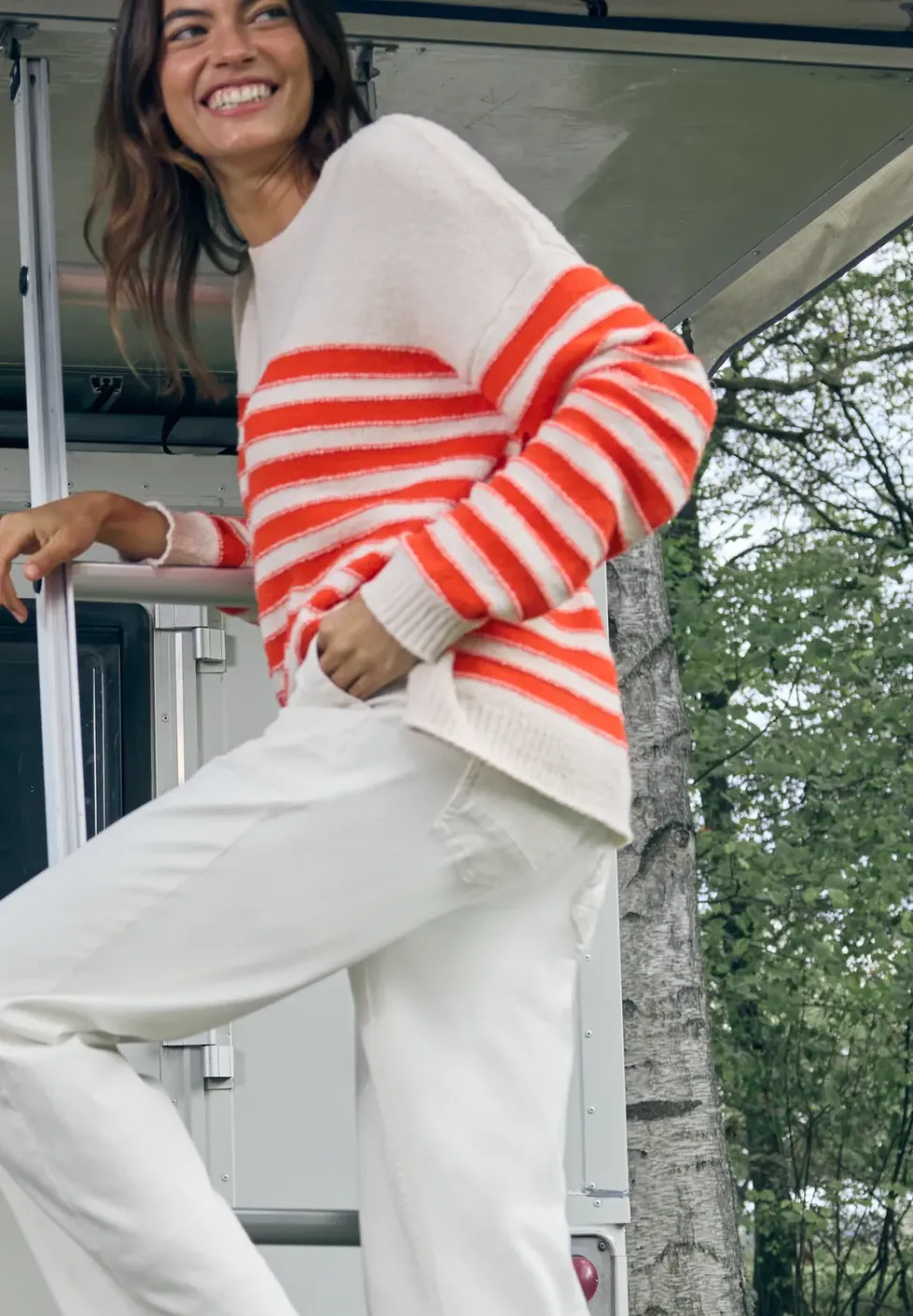 Pull-over bouclé rayé