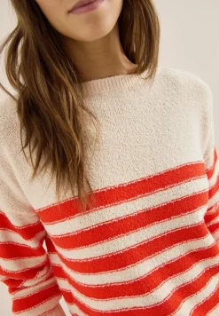 Pull-over bouclé rayé