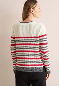 Pull-over mouliné rayé