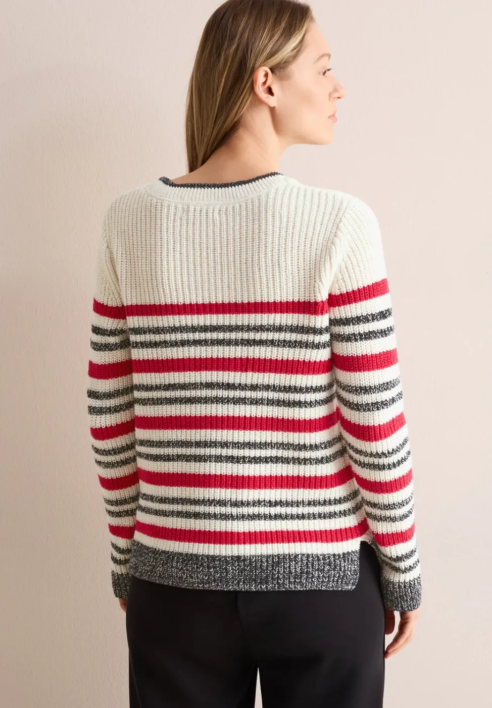 Pull-over mouliné rayé