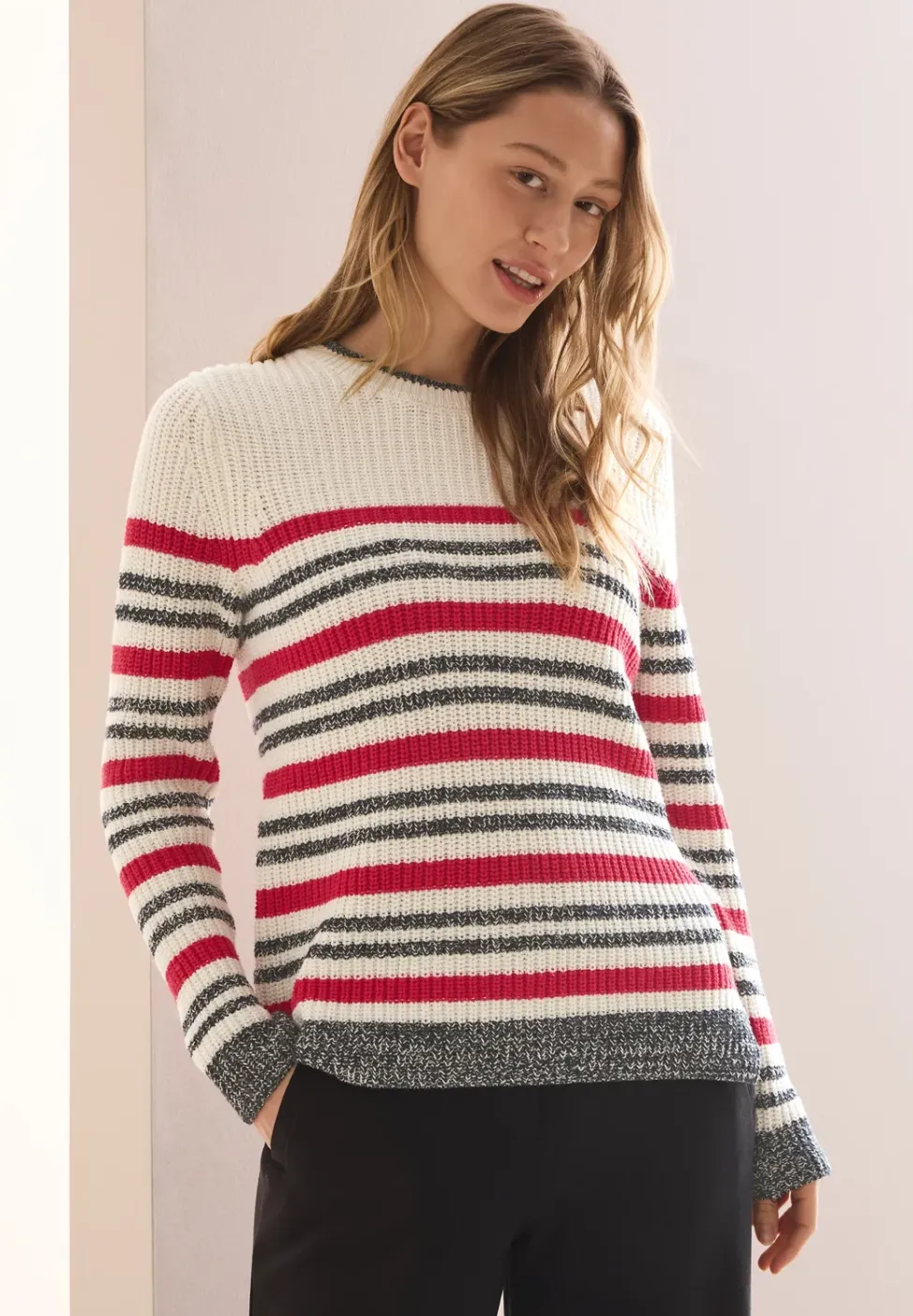 Pull-over mouliné rayé