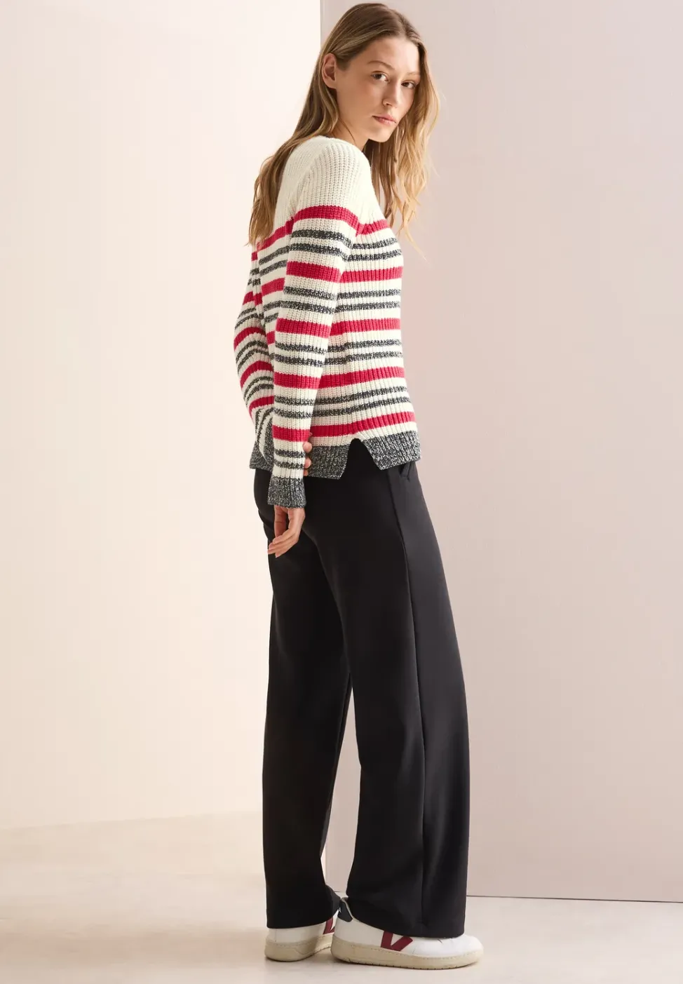 Pull-over mouliné rayé
